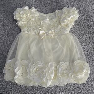 NWT Nannette Baby Ivory Rosette Tulle Dress & Bloomer Set - 9M